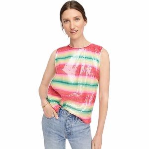 NWT JCREW Rainbow Stripe Sequin Sleeveless top